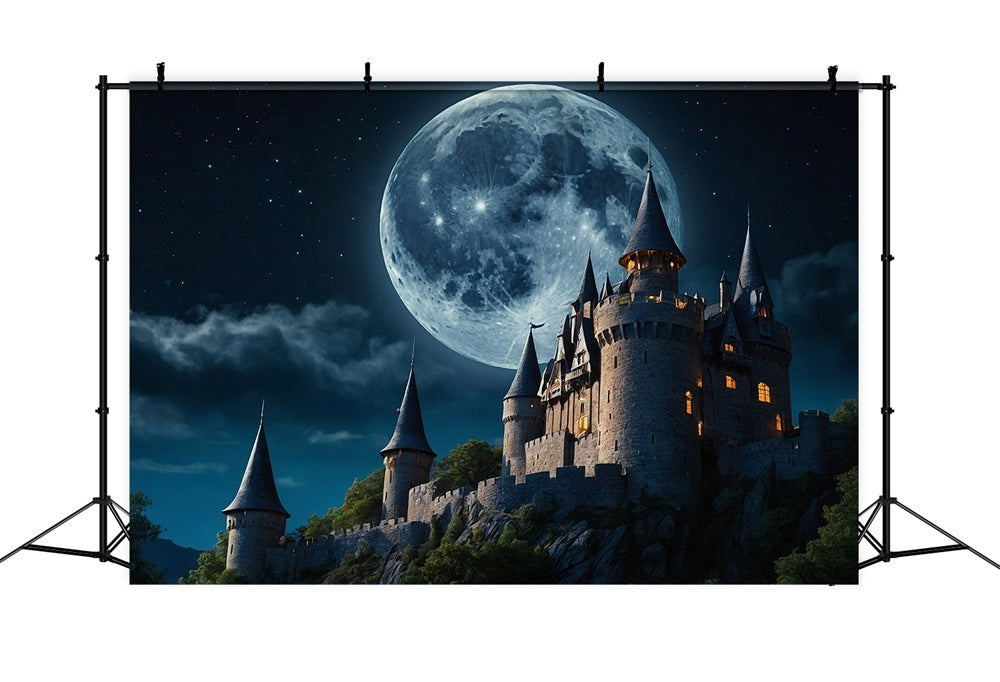 Halloween Schloss Vollmond Fotohintergrund RR7-481
