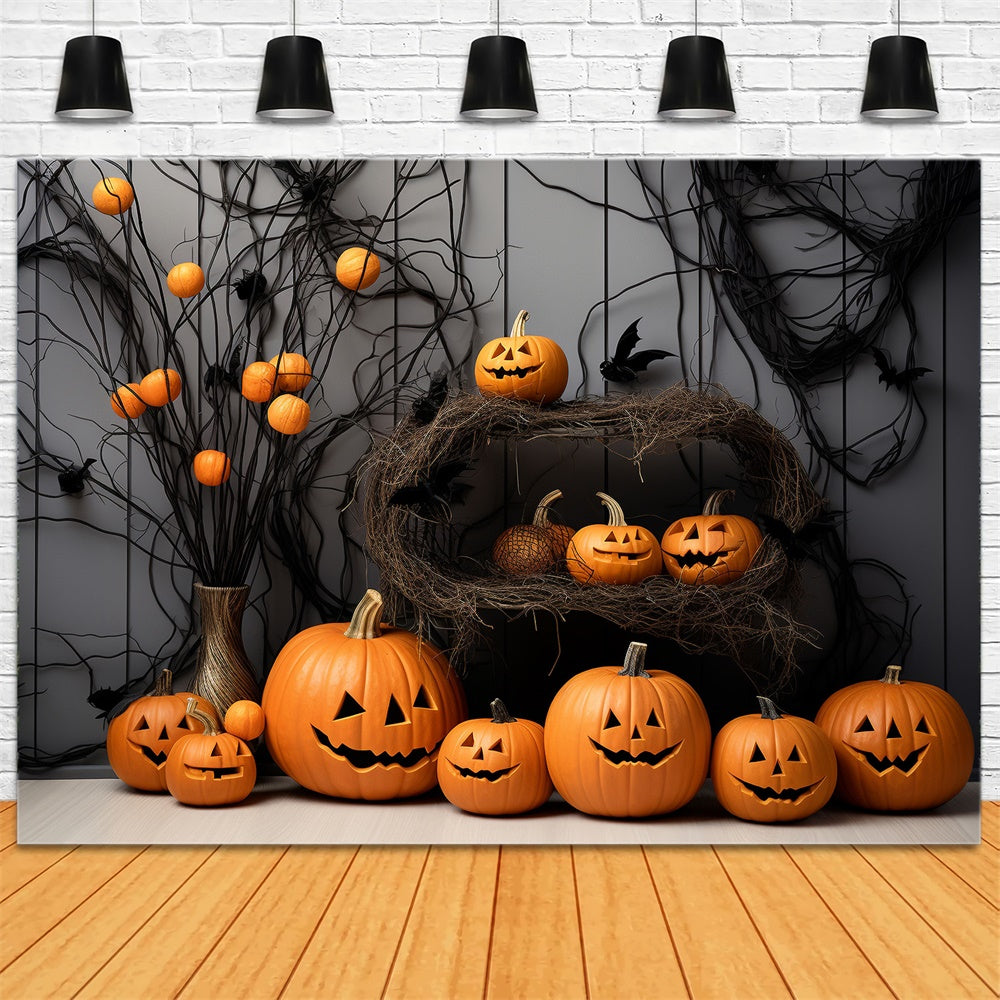 Halloween Gebogene Kürbisse Fotokulisse R7-497