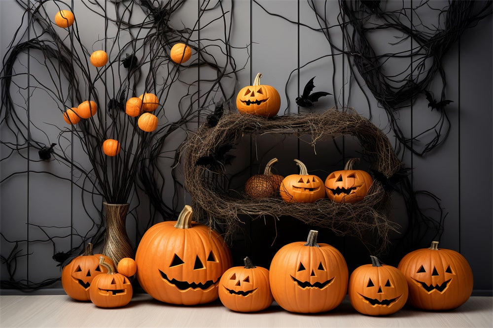 Halloween Gebogene Kürbisse Fotokulisse R7-497