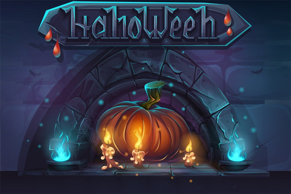 Halloween Kürbisse Kerzen Fotohintergrund RR7-499