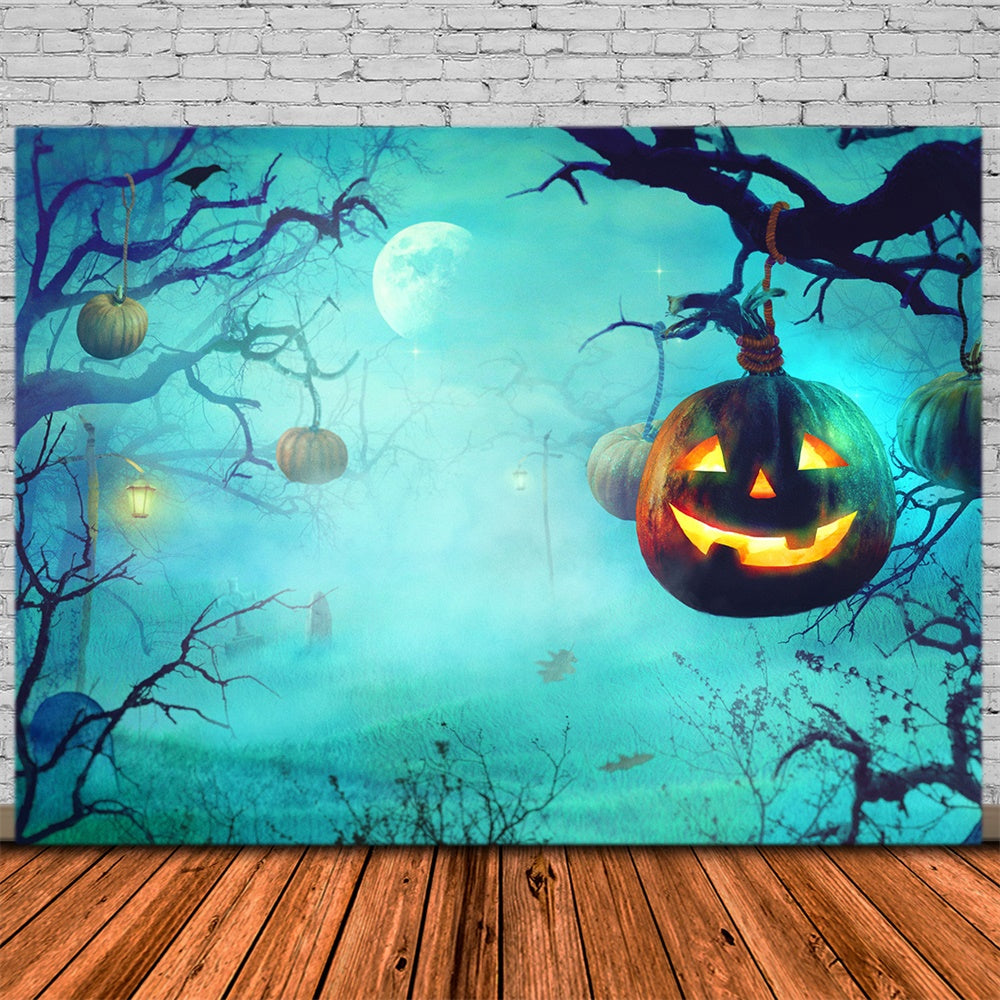 Halloween-Nebelwald-Kürbis-Hintergrund RR7-503
