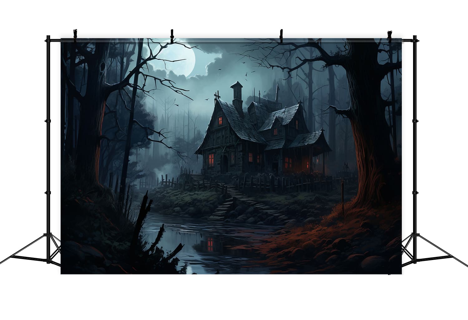 Gespenstisches Haus Halloween Mondnacht Fotokulisse RR7-51