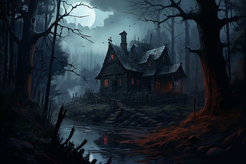 Gespenstisches Haus Halloween Mondnacht Fotokulisse RR7-51