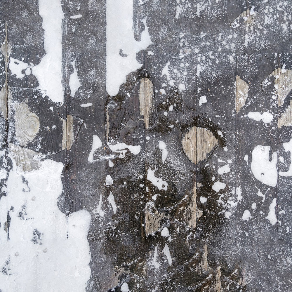 Abgenutzte Holzplanken Schnee Boden Hintergrund RR7-544