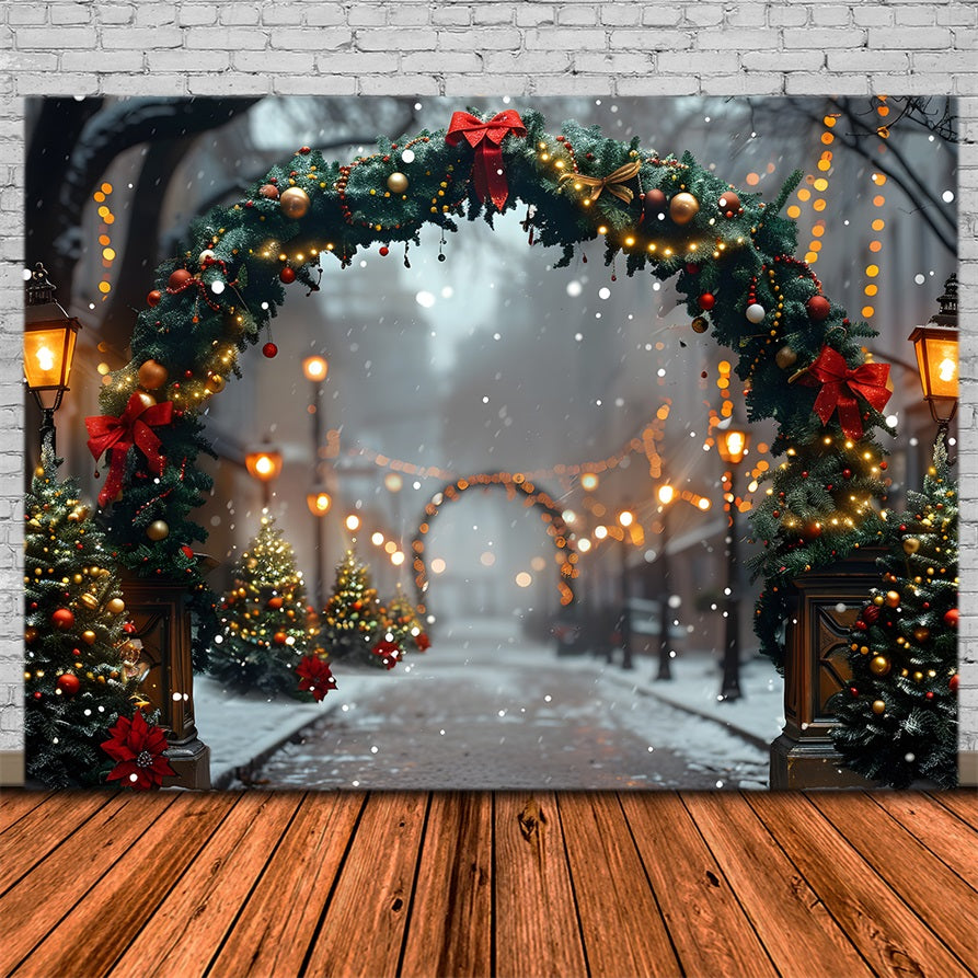 Weihnachten Festlicher Torbogen Beleuchteter Pfad Hintergrund RR7-633