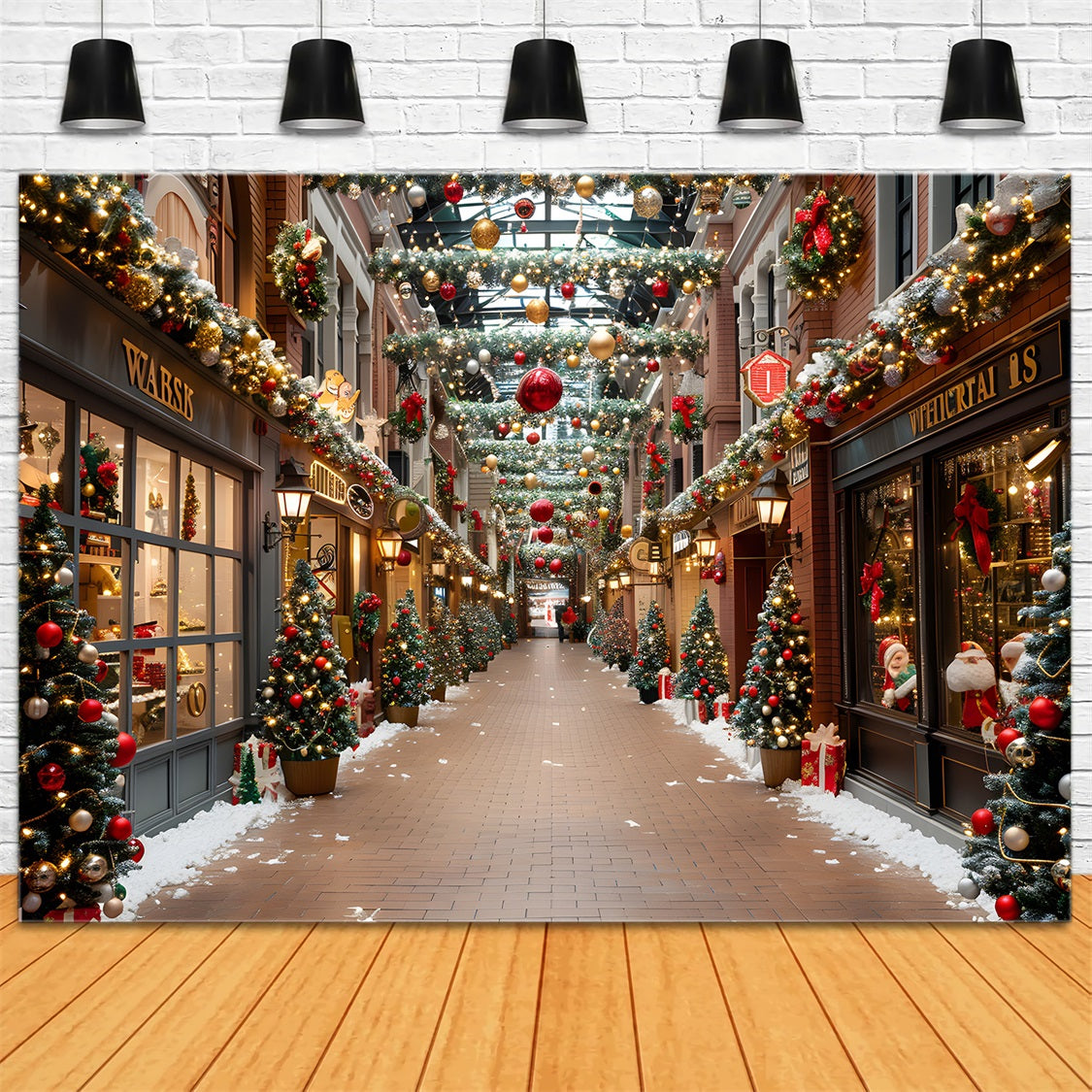 Weihnachten Festliche Einkaufspassage Hintergrund RR7-635