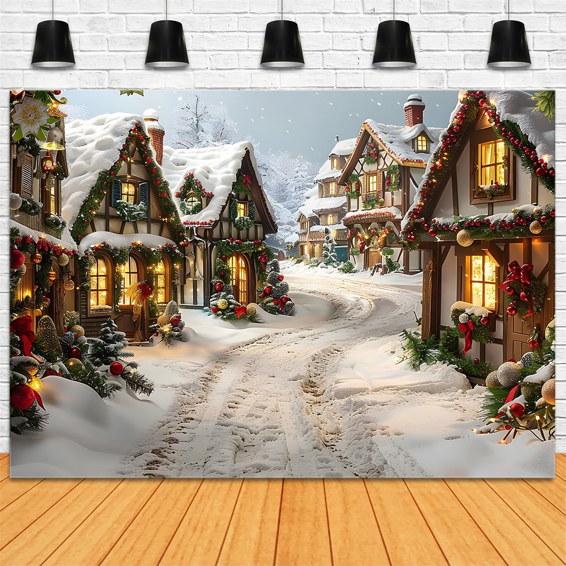 Weihnacht Hintergrund für ein verwunschenes Dorf RR7-636