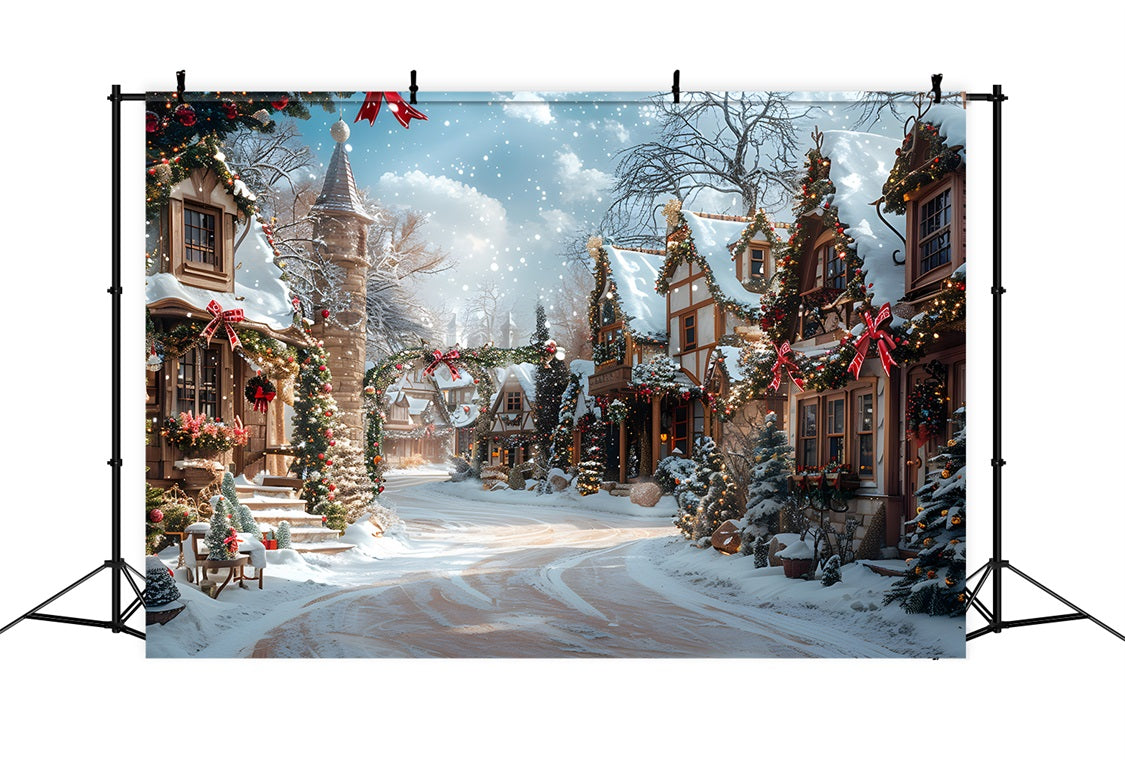 Weihnachten Magisches Dorf Straße Hintergrund RR7-639