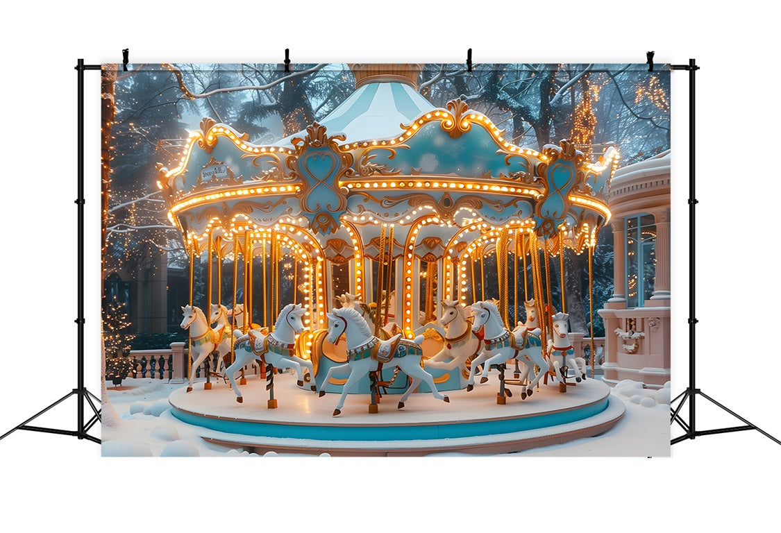 Weihnachtskarussell Verzaubertes Winterwunderland Hintergrund RR7-650
