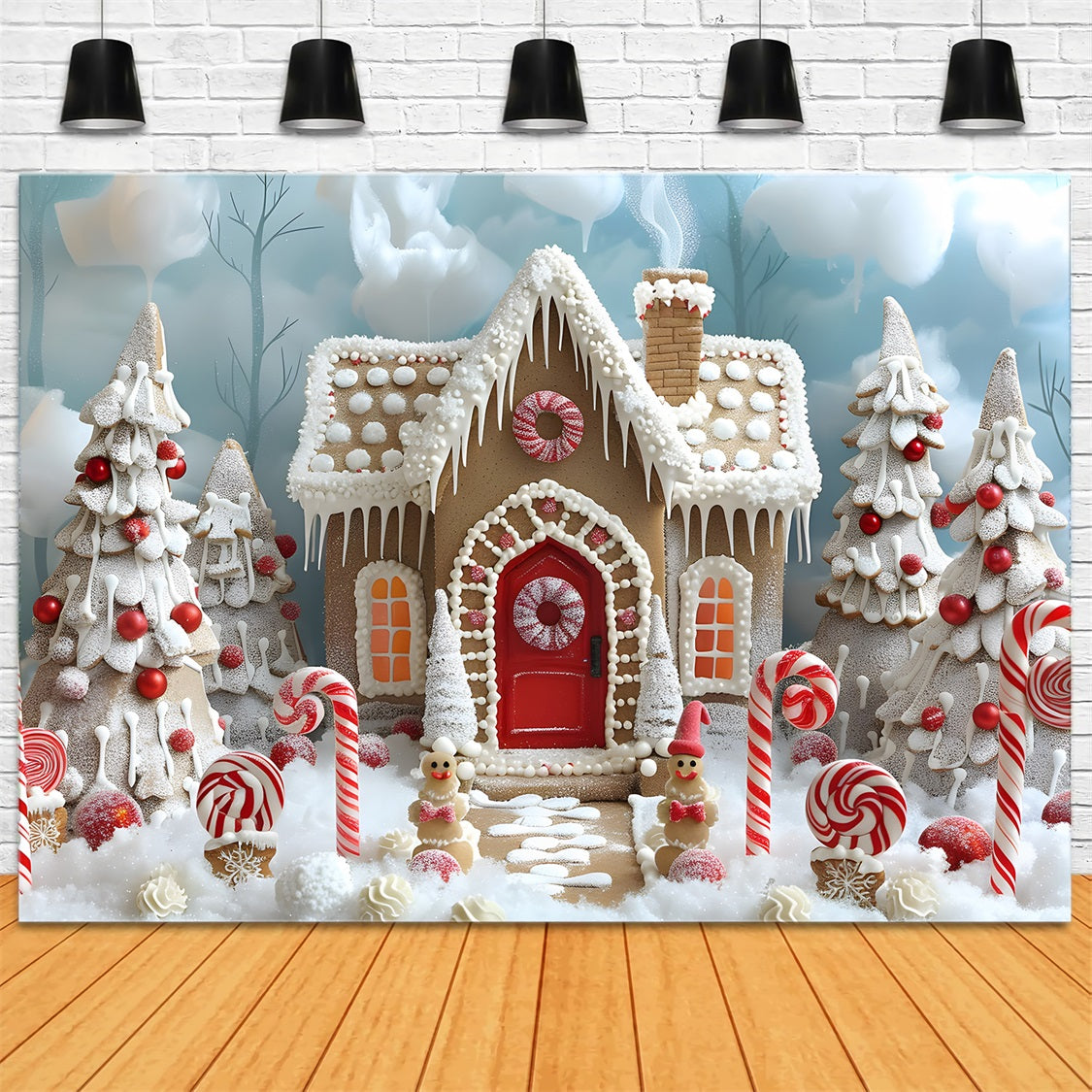 Weihnachts Lebkuchenhaus Candyland Hintergrund RR7-657