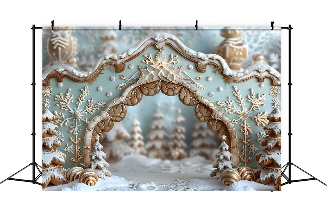 Weihnachts Lebkuchen Schneeflocken Bogen Hintergrund RR7-661