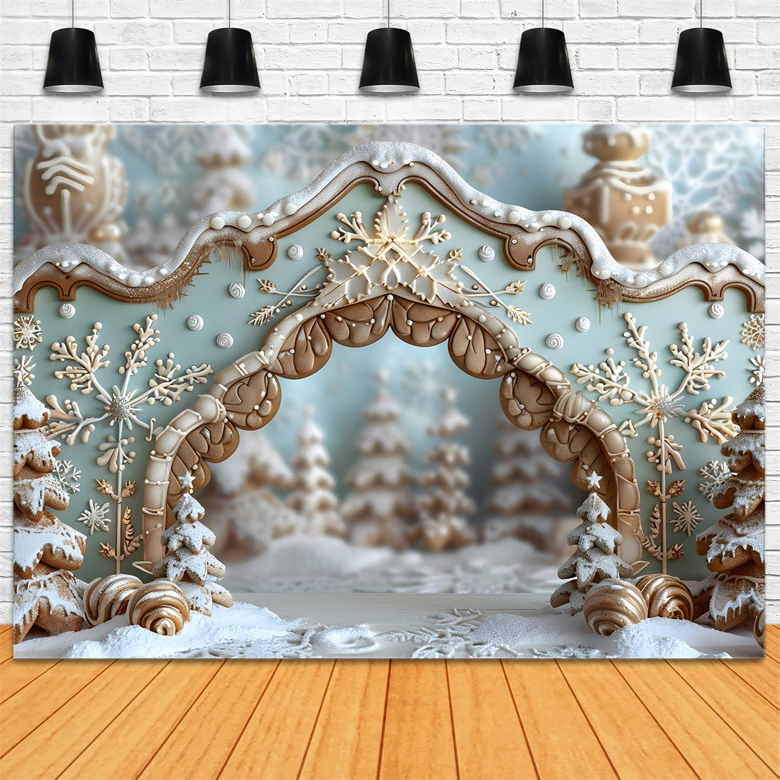 Weihnachts Lebkuchen Schneeflocken Bogen Hintergrund RR7-661