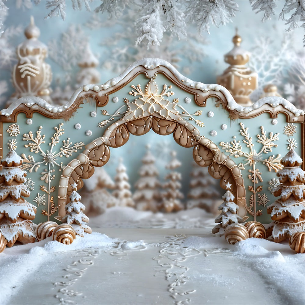 Weihnachts Lebkuchen Schneeflocken Bogen Hintergrund RR7-661