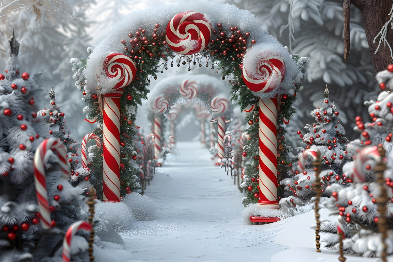Weihnachts Zuckerstangen Wunderland Hintergrund RR7-672
