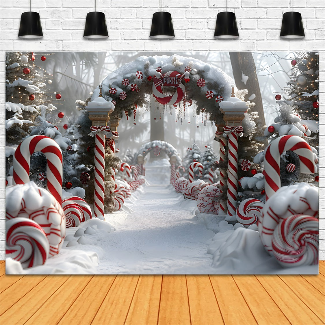 Weihnachts Pfefferminzbonbon Bogen Hintergrund RR7-673