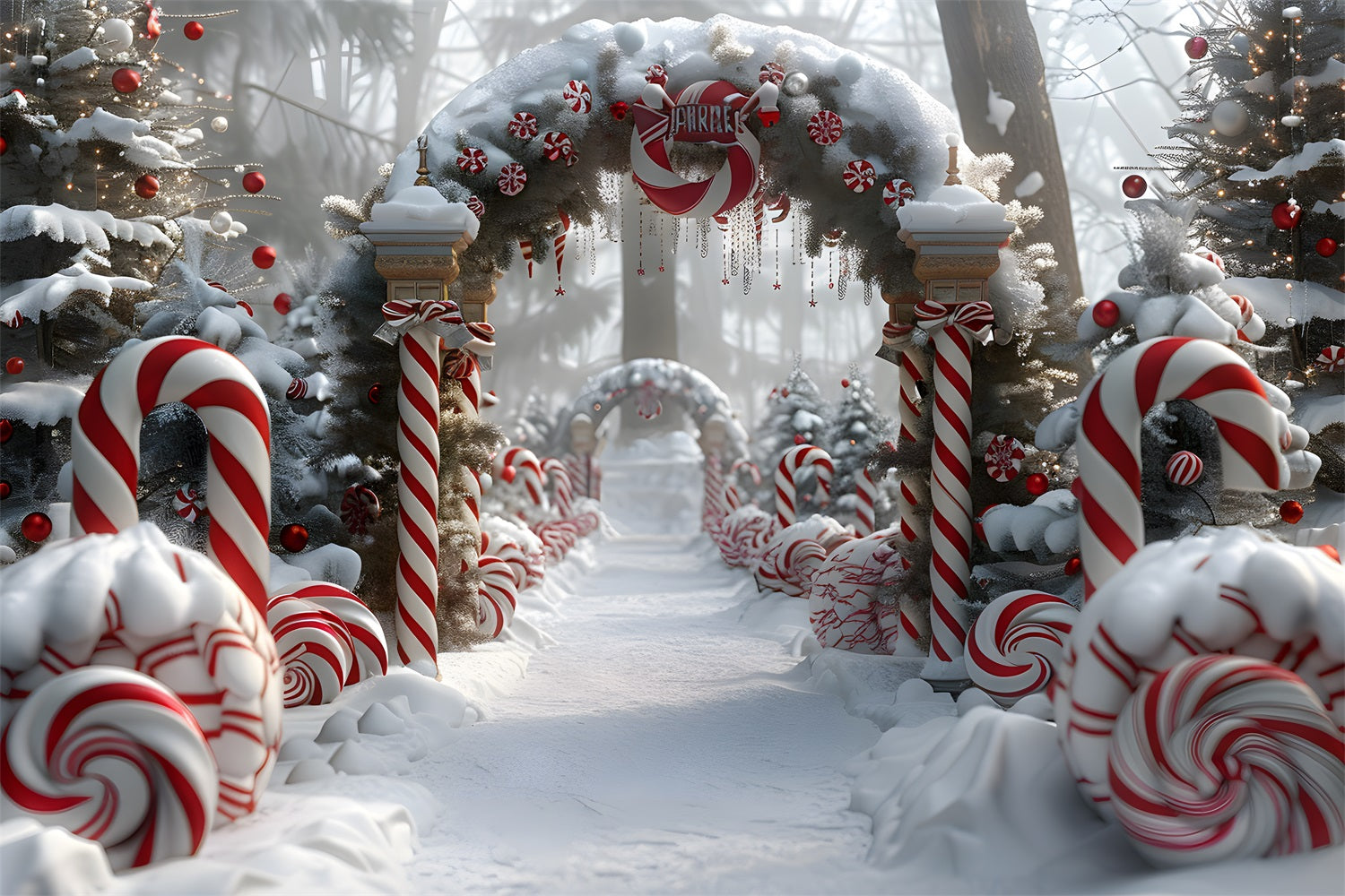 Weihnachts Pfefferminzbonbon Bogen Hintergrund RR7-673