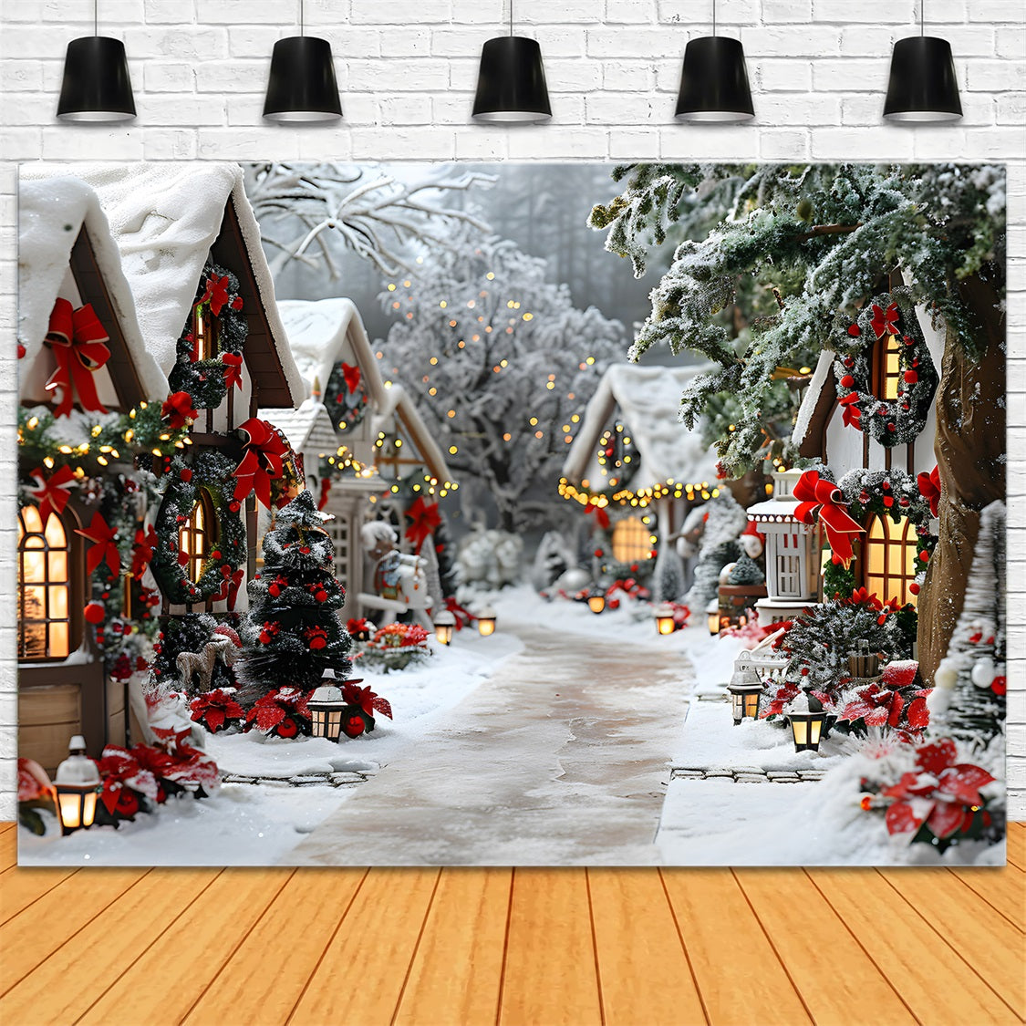 Weihnachten Enchanted Village Bogen Dekorationen Hintergrund RR7-679