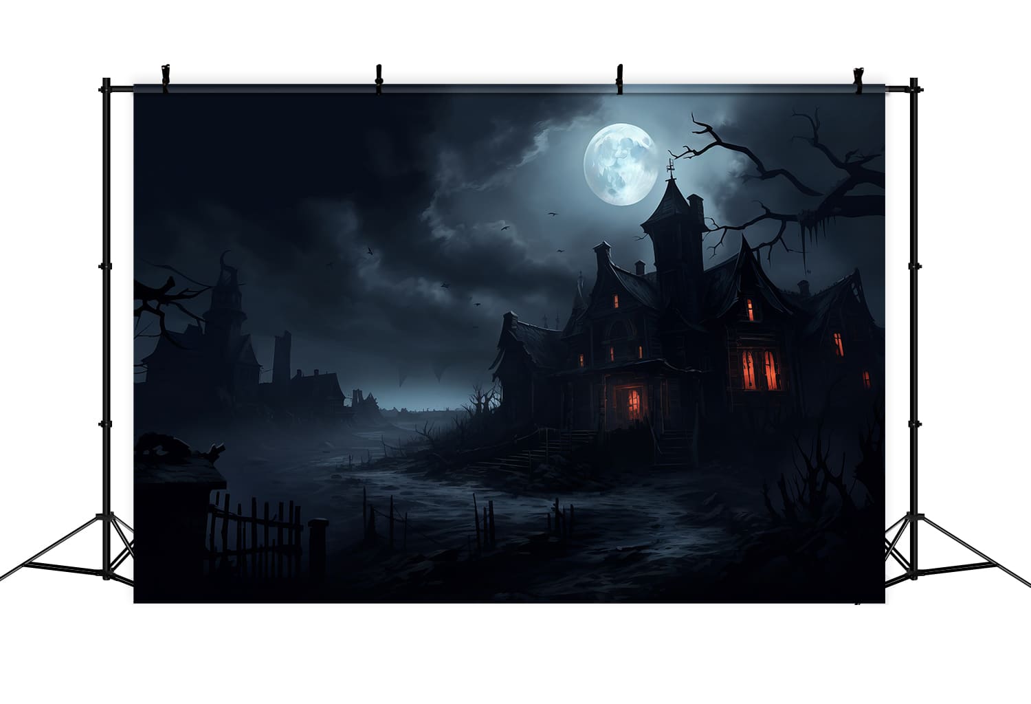 Halloween Mond Spukhaus Fotografie Hintergrund RR7-72