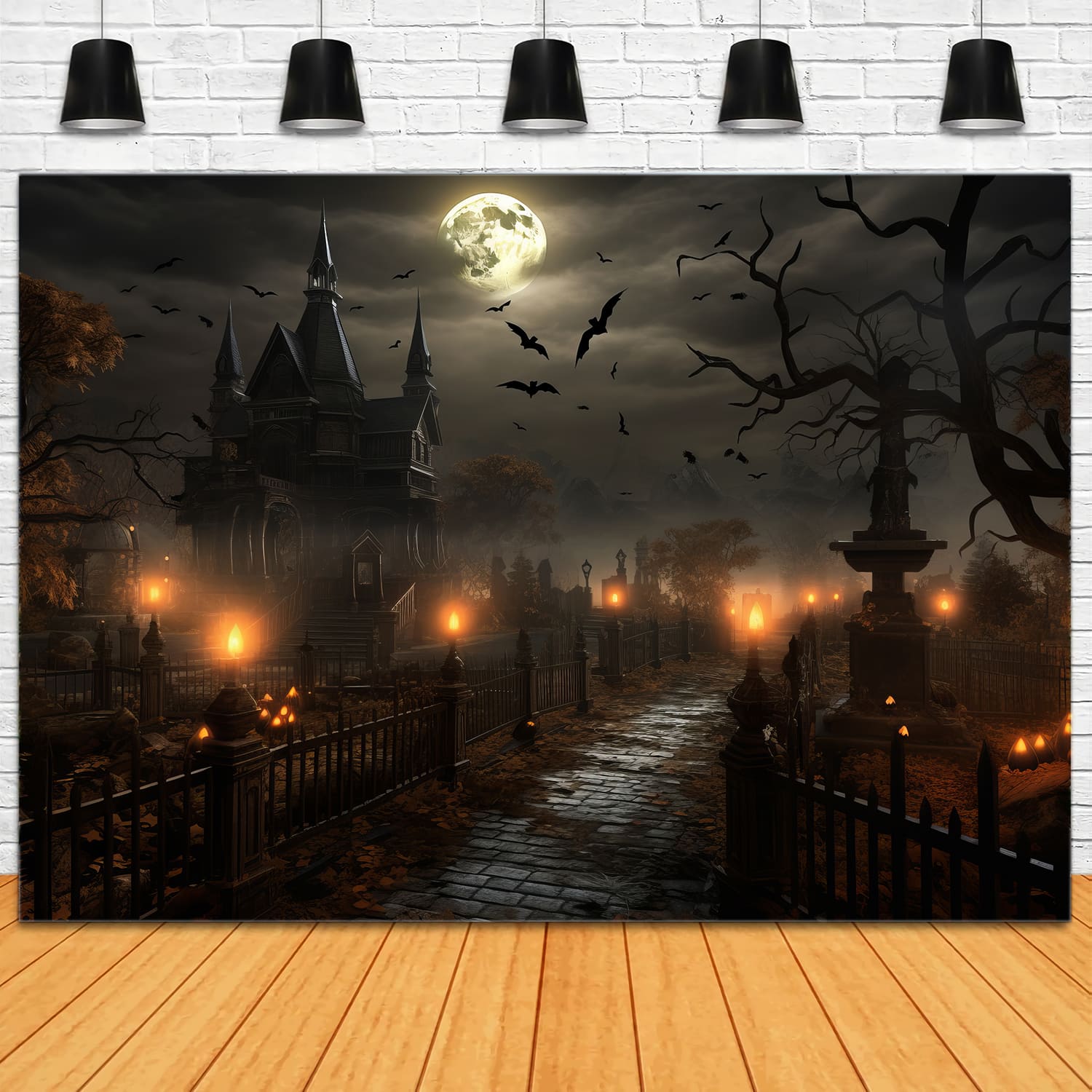 Halloween Gespenstische Nacht Böser Kürbis Fotohintergrund RR7-73