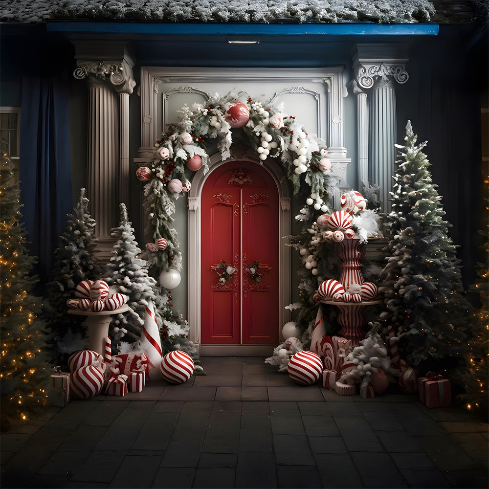 Weihnachtsbaumkugeln Kranz Türhintergrund RR7-749