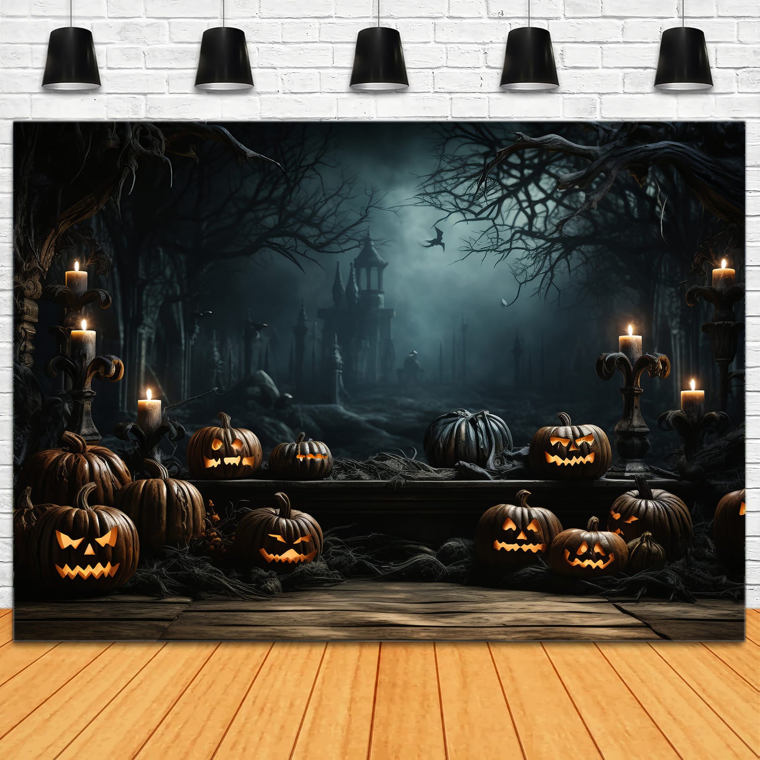 Halloween Glühende Kürbisse Fotohintergrund RR7-77