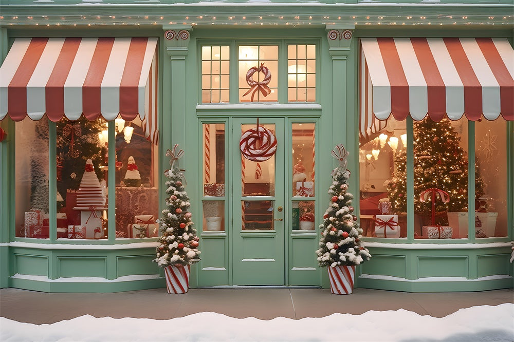 Weihnachten Candy Store Haustür Hintergrund RR7-792