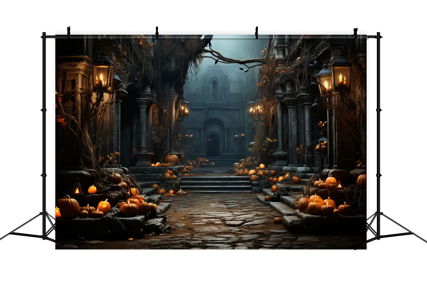 Gothic Halloween Herrenhaus Kürbislaternen Fotokulisse RR7-80