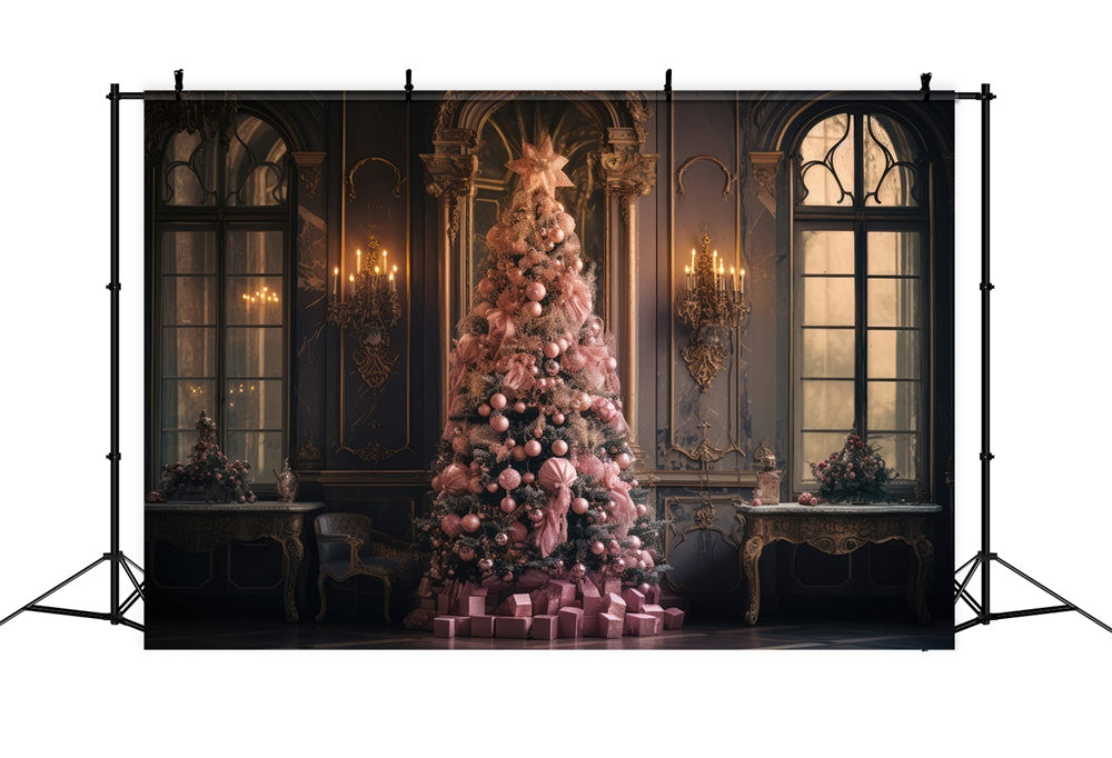 Rosa Weihnachtsbaum Wand Fenster Hintergrund RR7-849