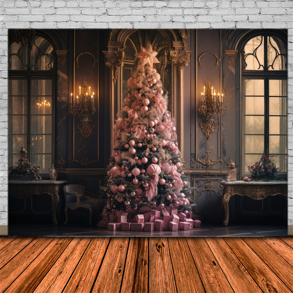 Rosa Weihnachtsbaum Wand Fenster Hintergrund RR7-849