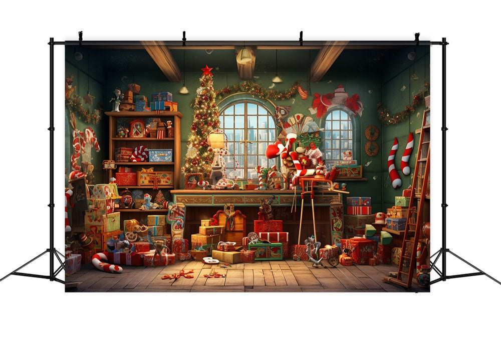 Weihnachten Weihnachtsmann Haus Zimmer Hintergrund RR7-853