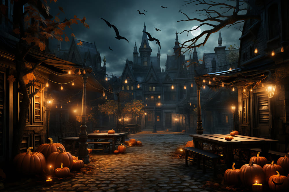 Halloween Nacht Kürbislaternen Backdrop RR7-86