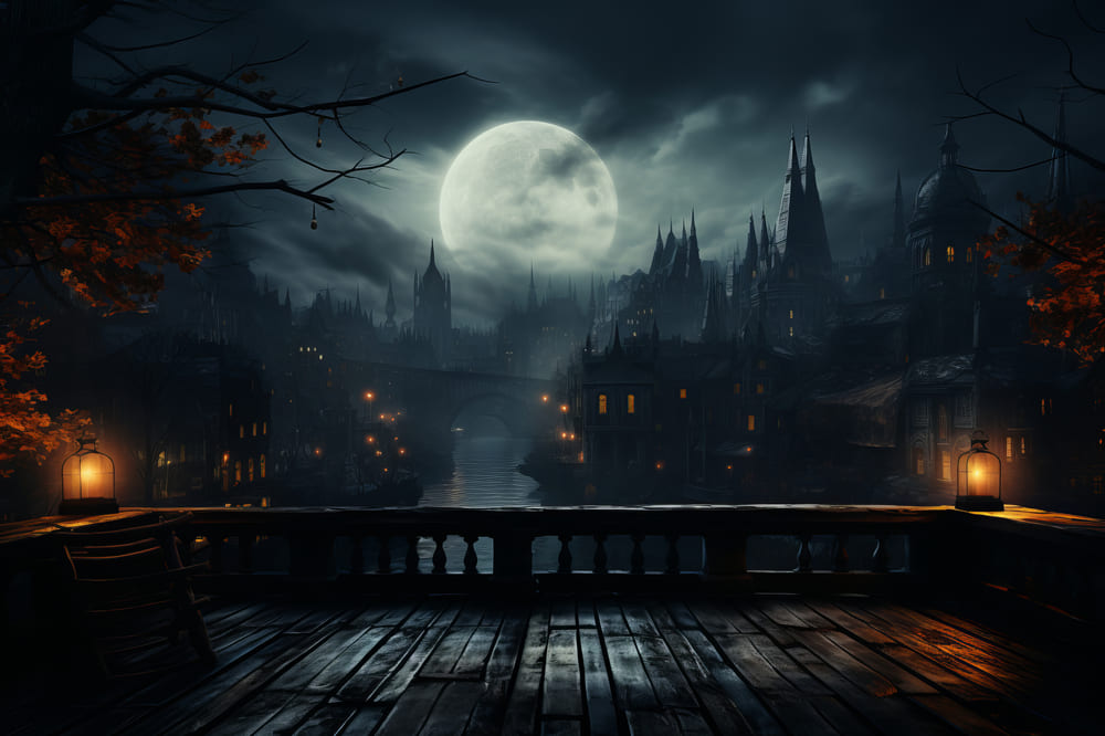 Halloween Vollmond Nachtfotografie Backdrop RR7-88