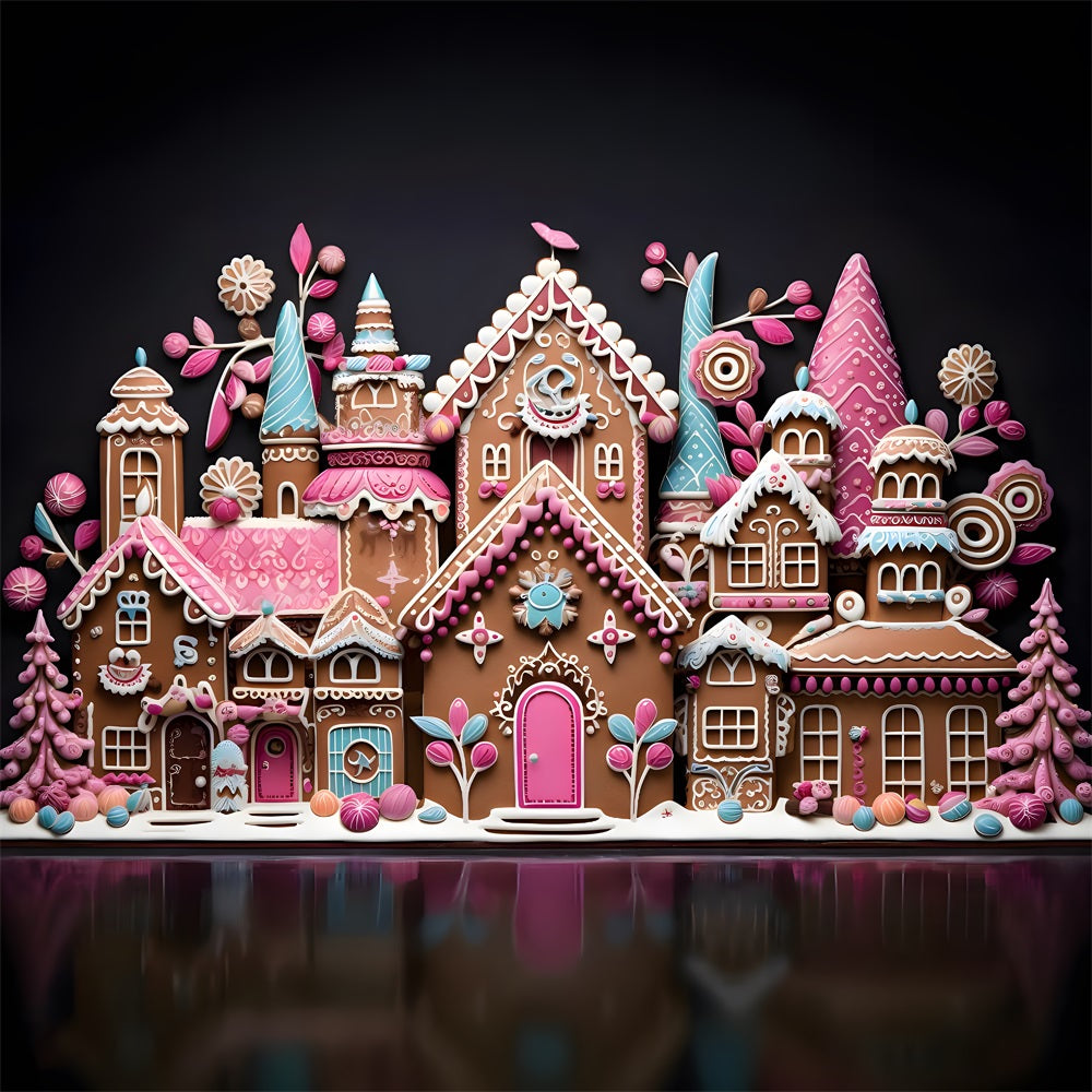 Weihnachten Buntes Lebkuchenhäuschen Backdrop RR8-214
