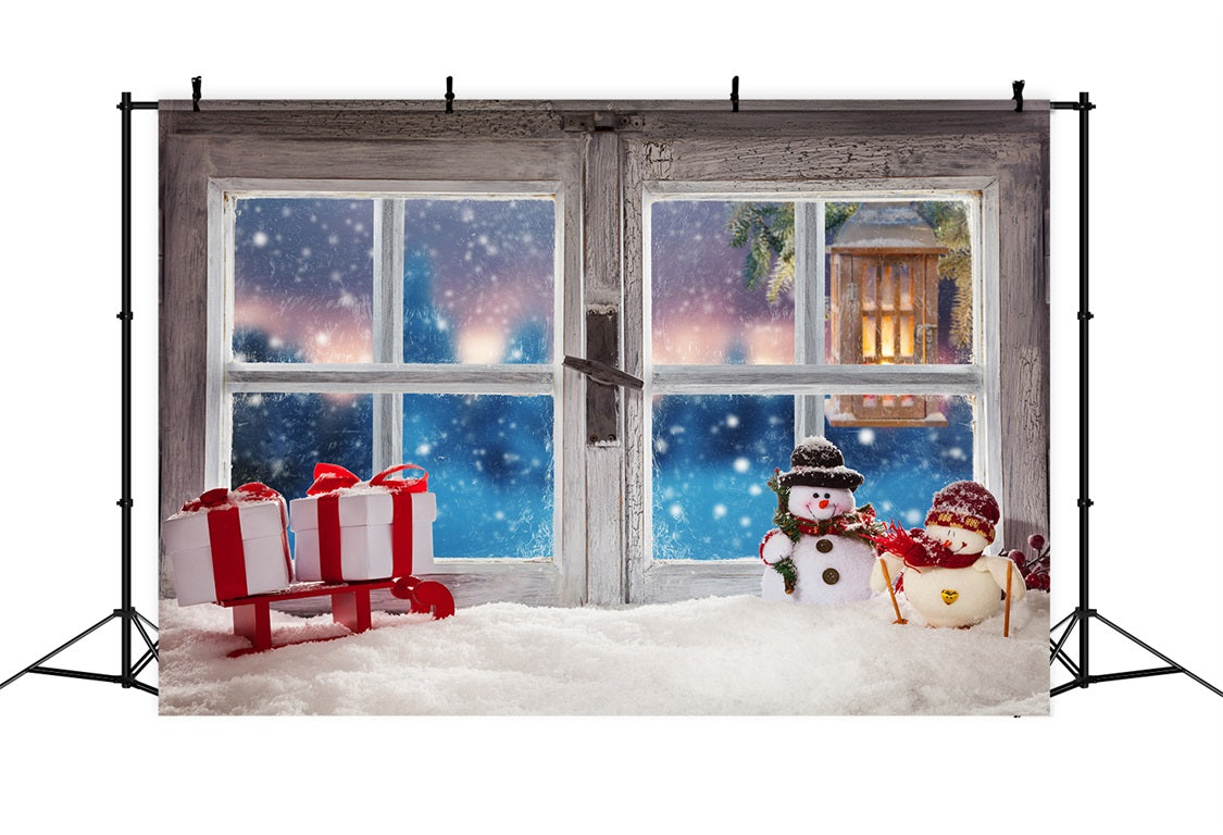 Weihnachten Gemütliches Fenster mit Schneemann Backdrop RR8-231