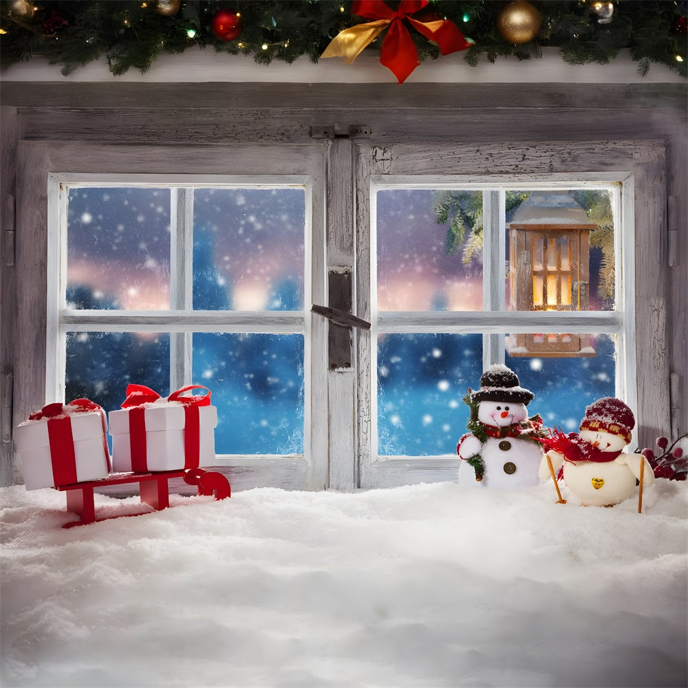 Weihnachten Gemütliches Fenster mit Schneemann Backdrop RR8-231