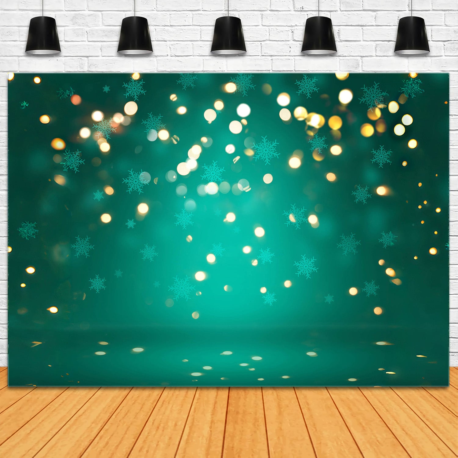 Weihnachten Grüne Schneeflocke Spotlight Backdrop RR8-274
