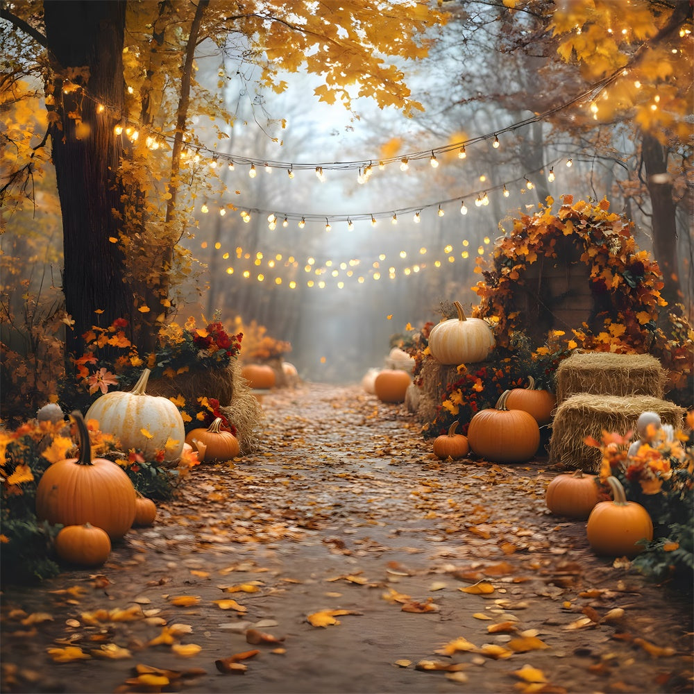 Herbstliche Lichterkette Kürbis beleuchtet Hintergrund RR8-316