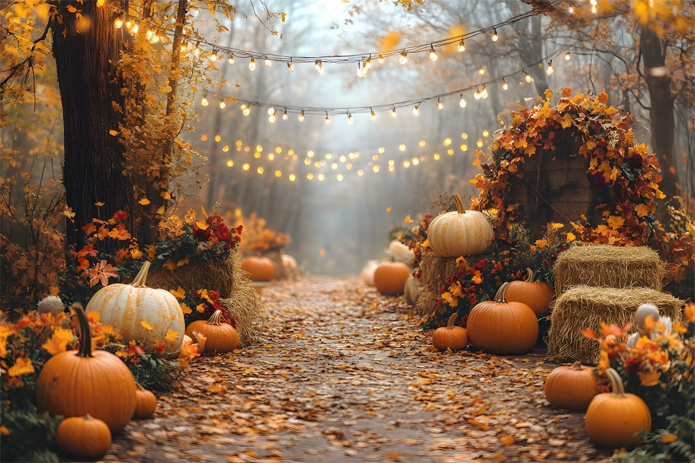 Herbstliche Lichterkette Kürbis beleuchtet Hintergrund RR8-316