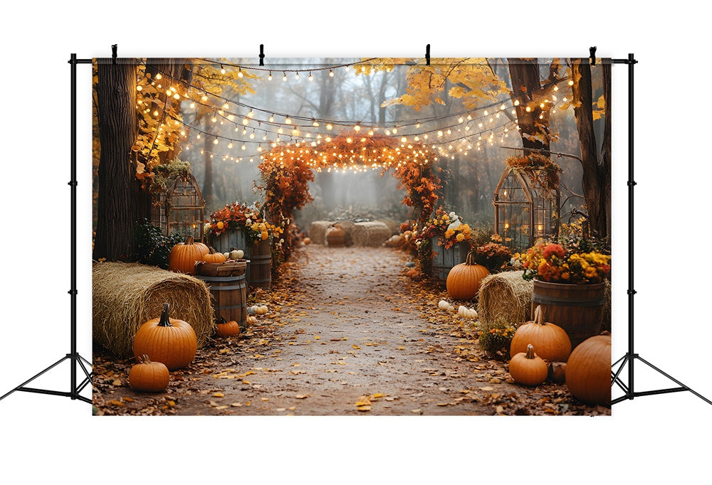 Herbst Kürbis leuchtende Lichterkette Hintergrund RR8-317
