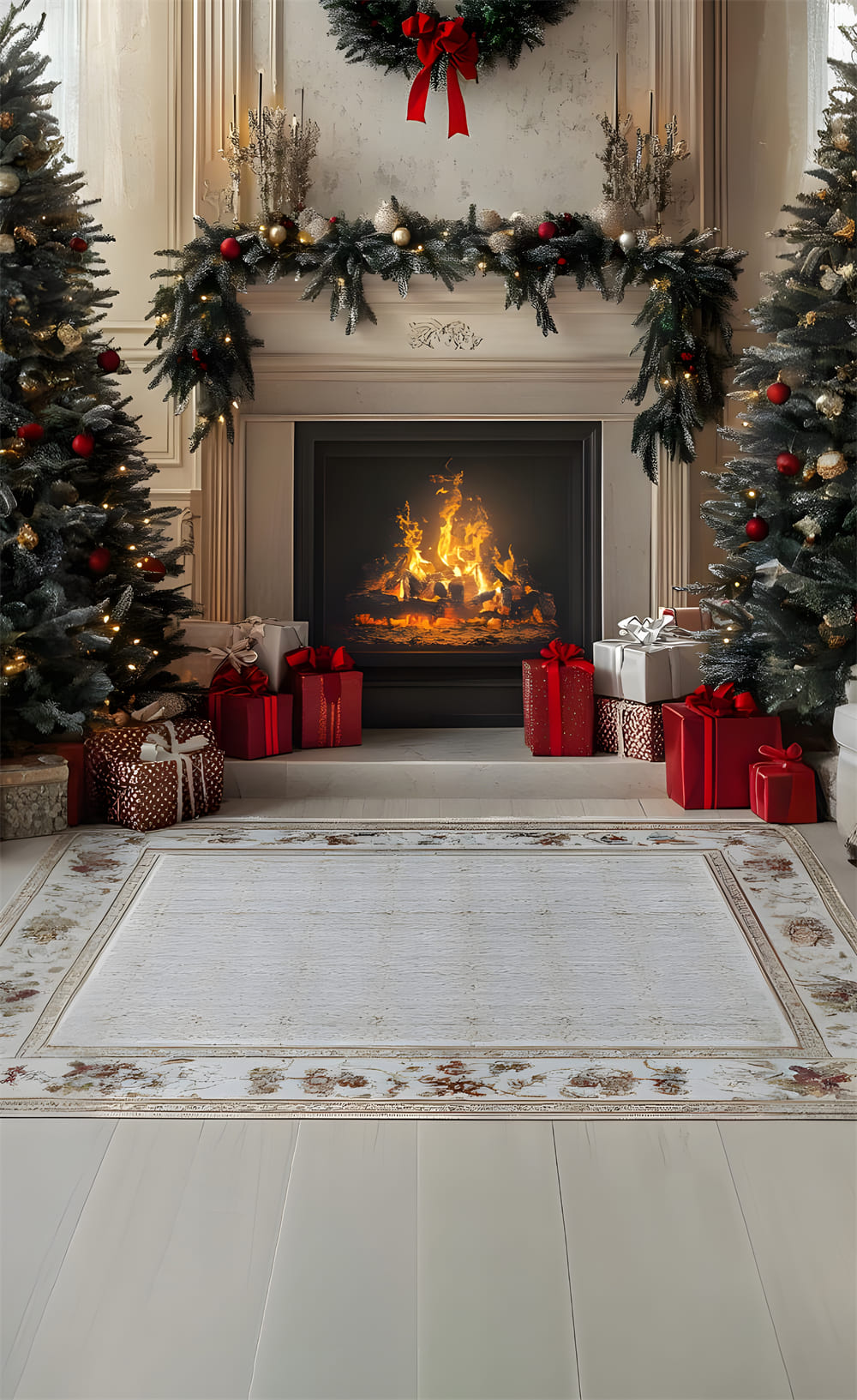 Weihnachtskamin Boden Teppich Sweep Hintergrund RR8-359