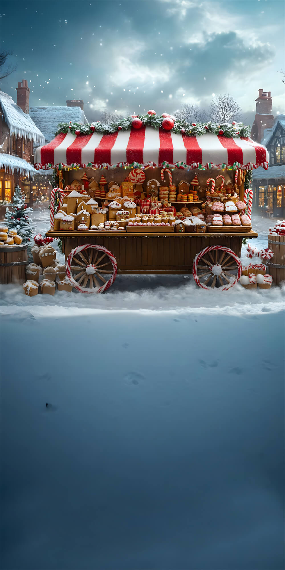 Weihnachten Schnee Sweep Dessert Cart Snowflake Hintergrund RR8-370