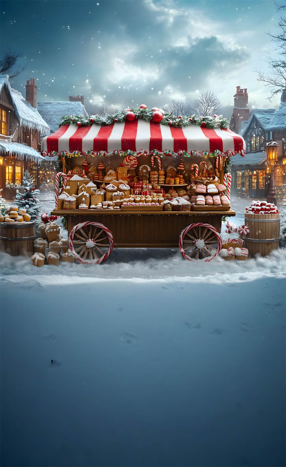 Weihnachten Schnee Sweep Dessert Cart Snowflake Hintergrund RR8-370