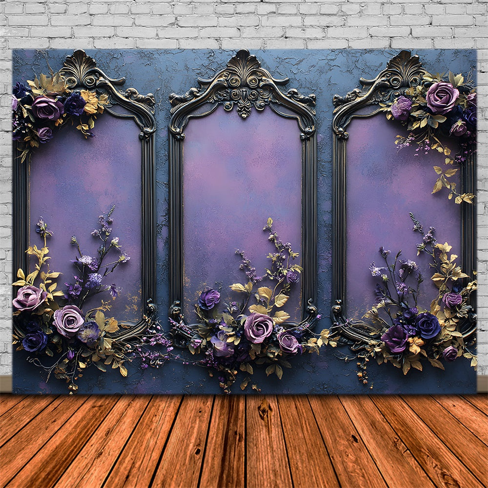Lila Blumenrahmen Wand Halloween Hintergrund RR8-390