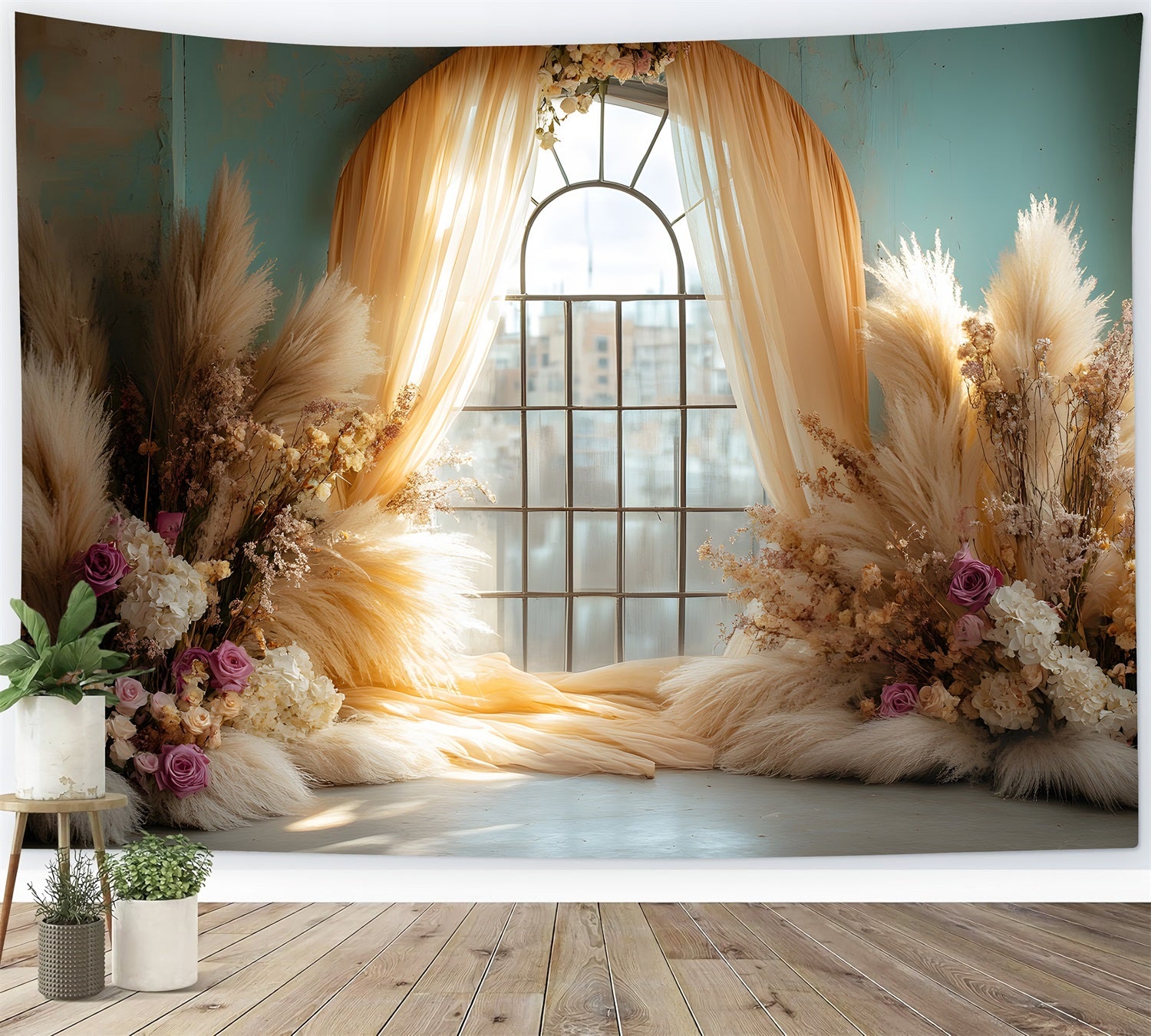 Boho Sonnenuntergang Fenster Hintergrund RR8-437