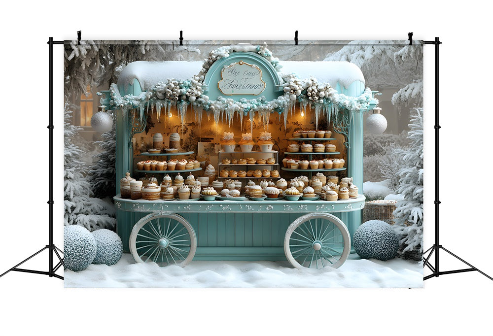 Weihnachten Eiscreme Wagen Schnee Hintergrund RR8-46