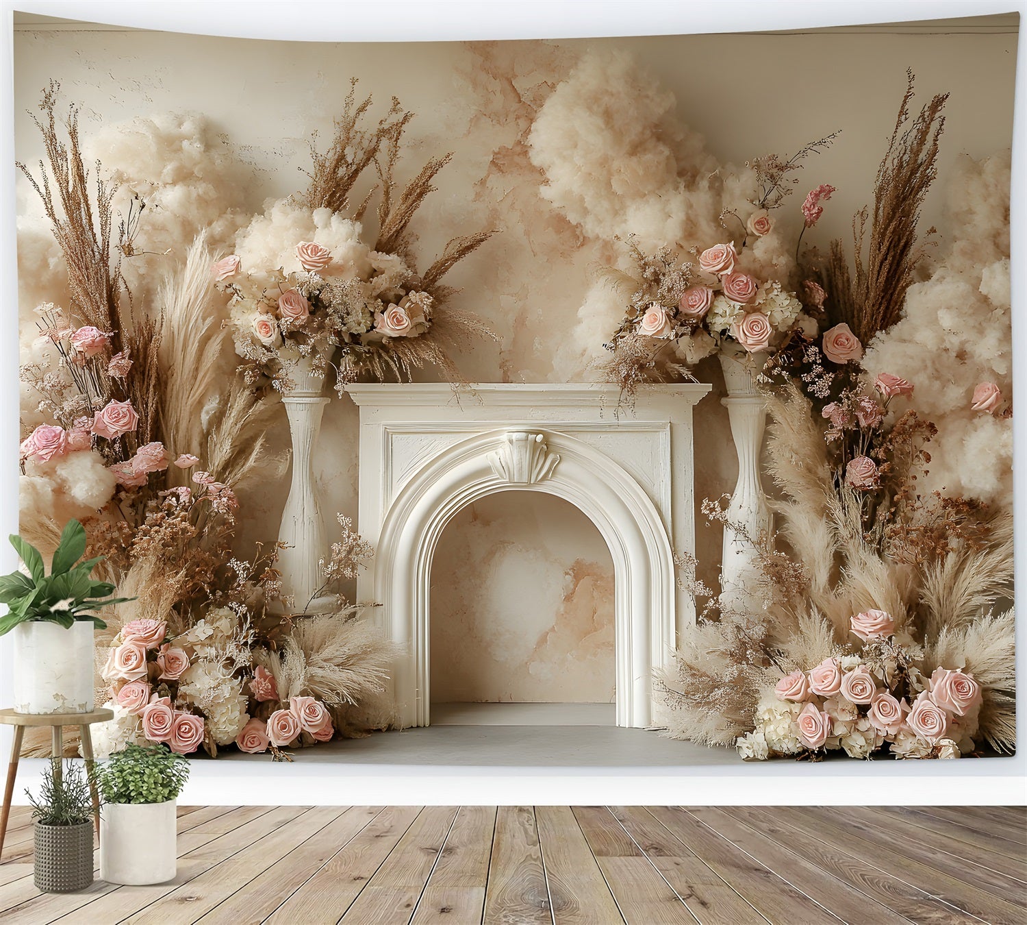 Boho Romantische Rose Heu Dekorative Hintergrund RR8-479