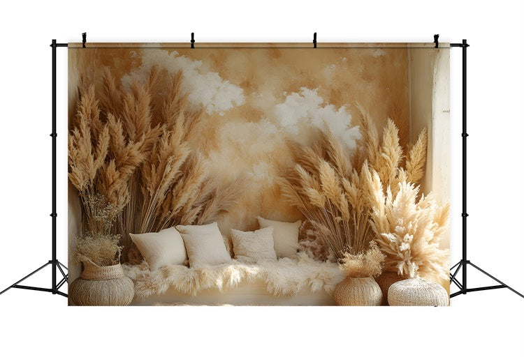 Bohemian Sunny Warm Deko Hintergrund aus Heu RR8-480