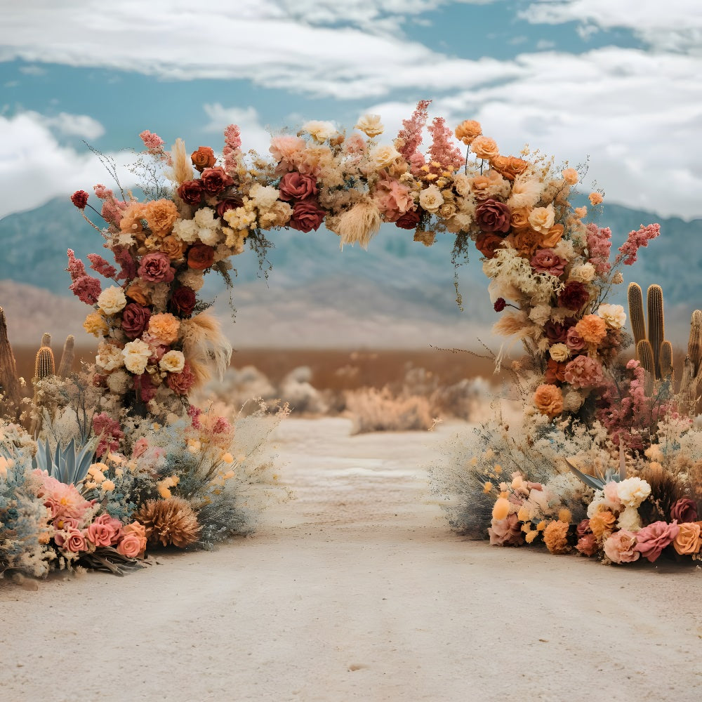 Berg-Blumenbogen Boho Hintergrund RR8-485
