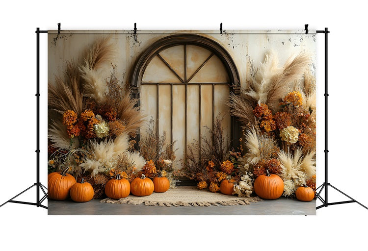 Rustikale Fenster Pampasgras Herbst Hintergrund RR8-506
