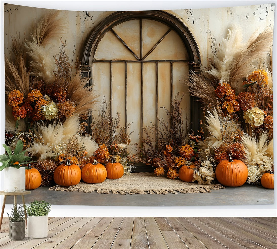 Rustikale Fenster Pampasgras Herbst Hintergrund RR8-506